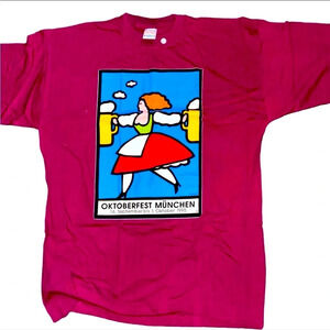 Vintage 90's Oktoberfest Germany German Beer Girl T-Shirt 1995 Sz XXL 2XL